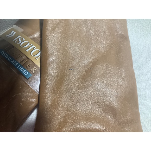 ISOTONER Leather Thinsulate Lined Gloves Womens Size 8.0 Caramel minor scratches - Picture 2 of 6